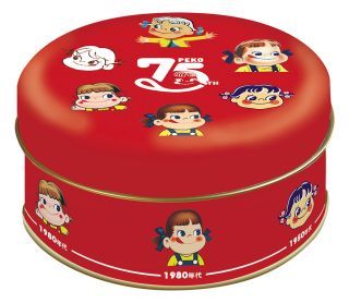 ミルキー缶（ペコちゃん75thデザイン）