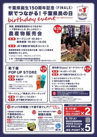 千葉県150周年記念＜FINALE＞駅でつながる！千葉県民の日バースデーイベントポスター