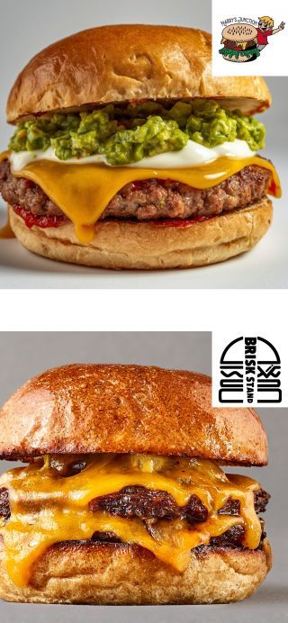 上：ずんだサワークリームバーガー/下：ダブルチーズバーガー