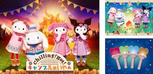（左）新作ショー「Chilling！Hot！キャンプふぁいやー」ビジュアル（右上）どちらかのペアが日替わりでショーに登場（右下）参加グッズ「ミラクル♡ライト」
