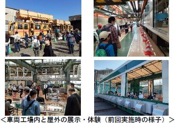 車両工場内と屋外の展示・体験（前回実施時の様子）