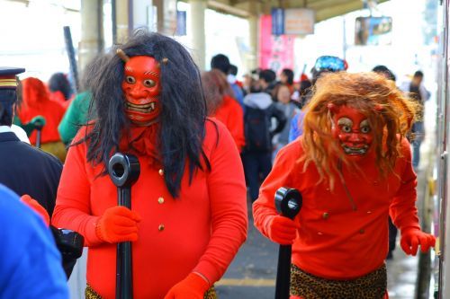 過去の節分豆まきトレインの様子(終点秩父駅) 