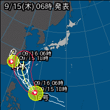 台風14号の天気図