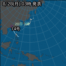 台風14号の天気図