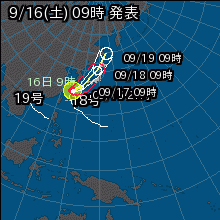 台風19号の天気図