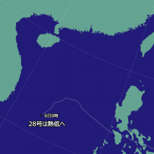 台風28号の天気図