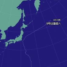台風9号の天気図