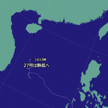 台風27号の天気図
